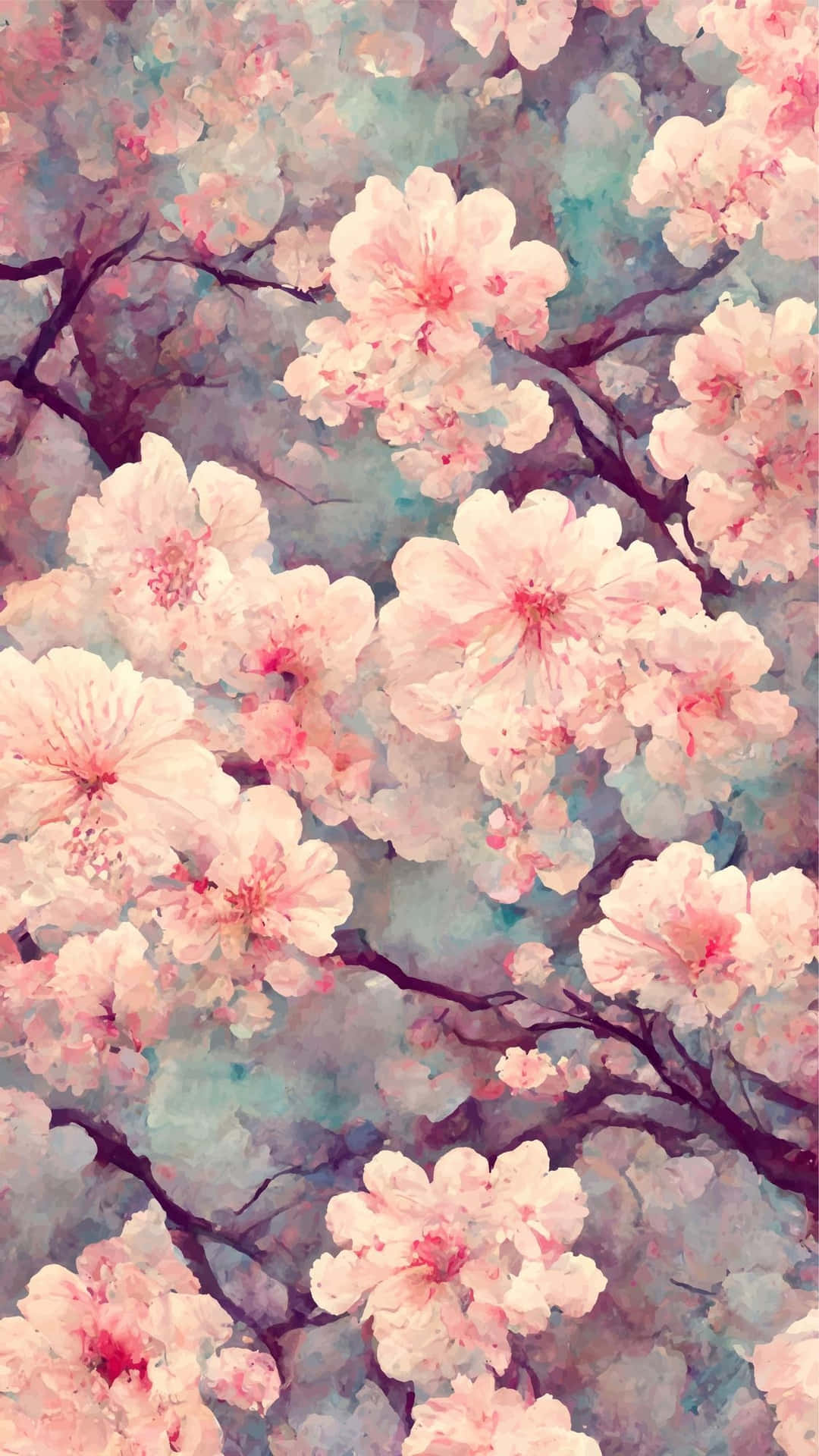 Aesthetic Cherry Blossom In Closer Look Background