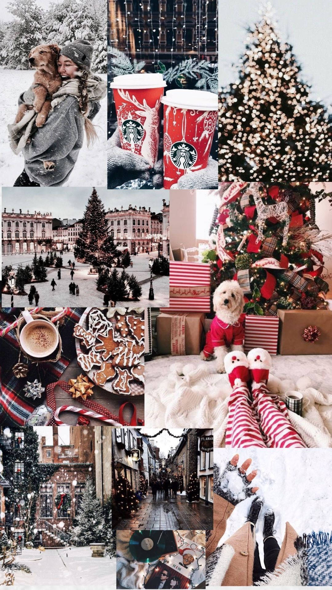 Aesthetic Christmas Iphone Collage Background