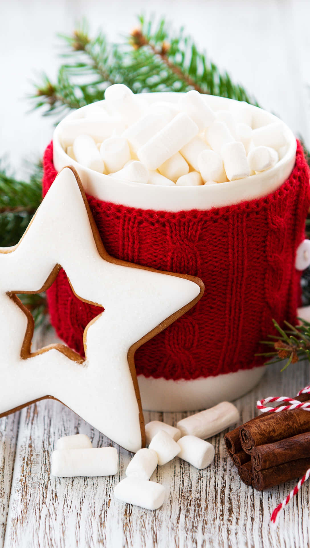 Aesthetic Christmas Marshmallow Phone Background
