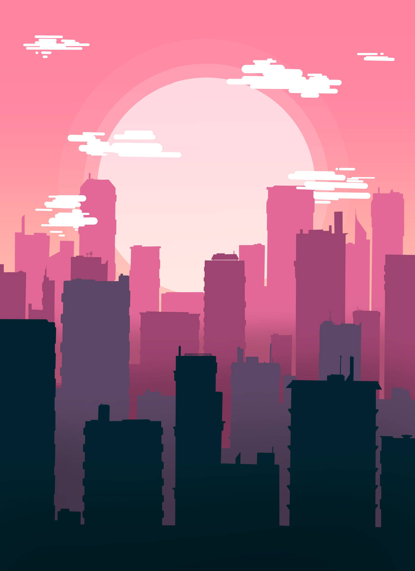 Aesthetic City Silhouette Graphic Background