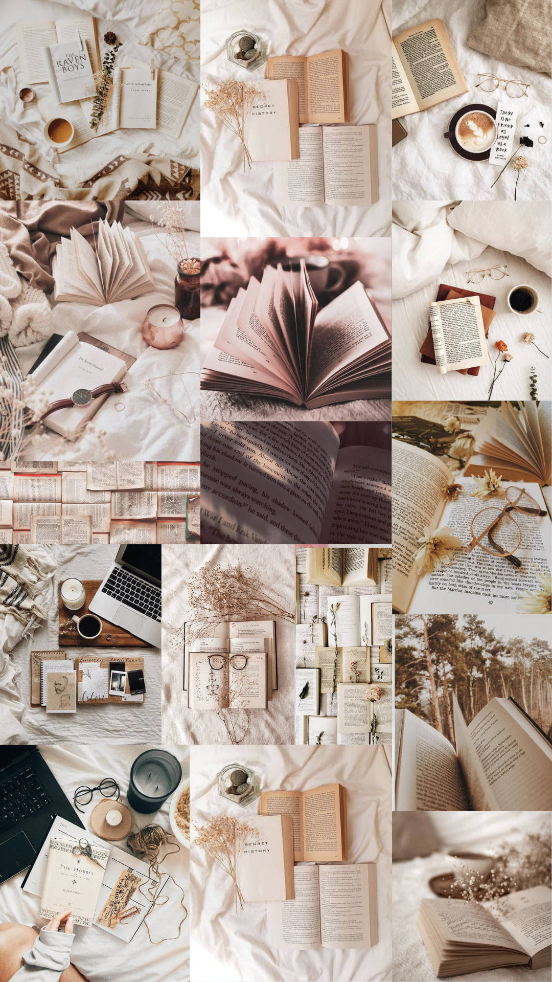 Aesthetic Collage Of Books Background