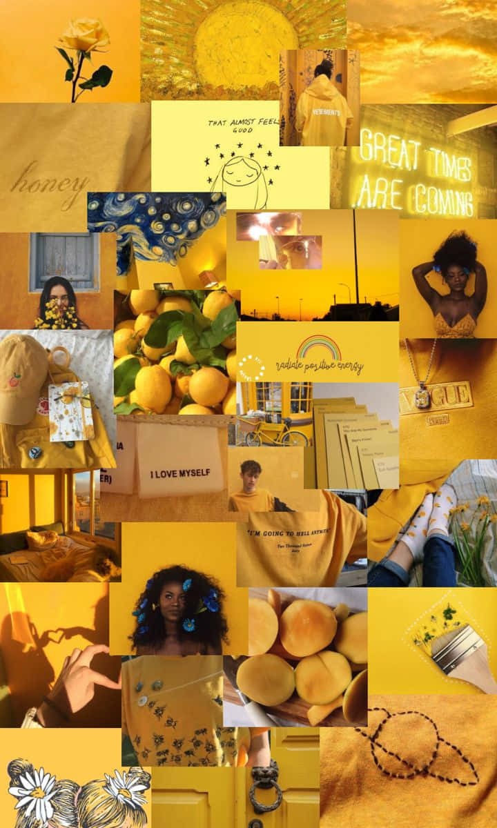 Aesthetic Collage Of Joyous Yellow Background