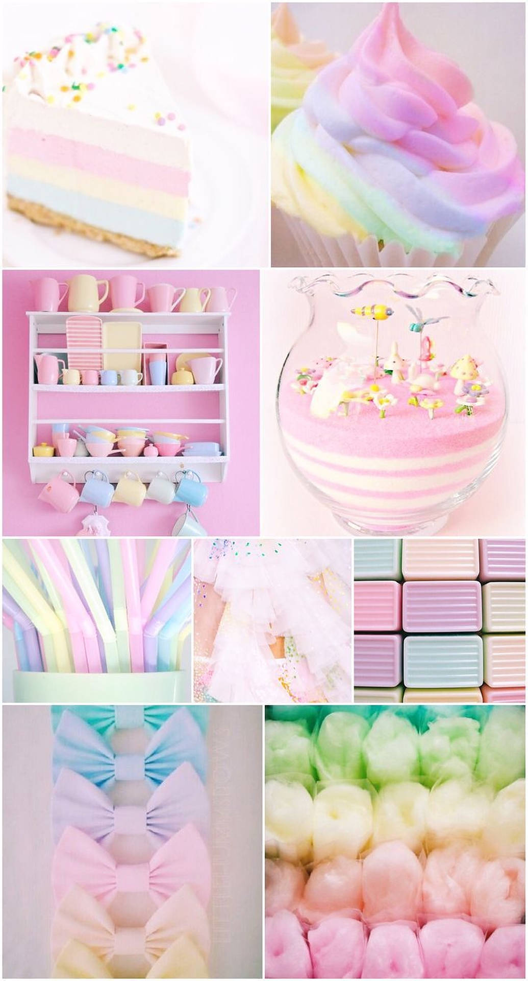 Aesthetic Collage Of Pastel Rainbow Things Background