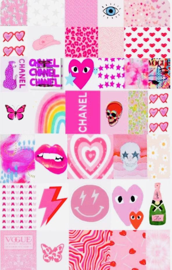 Aesthetic Collage Pink Preppy Background