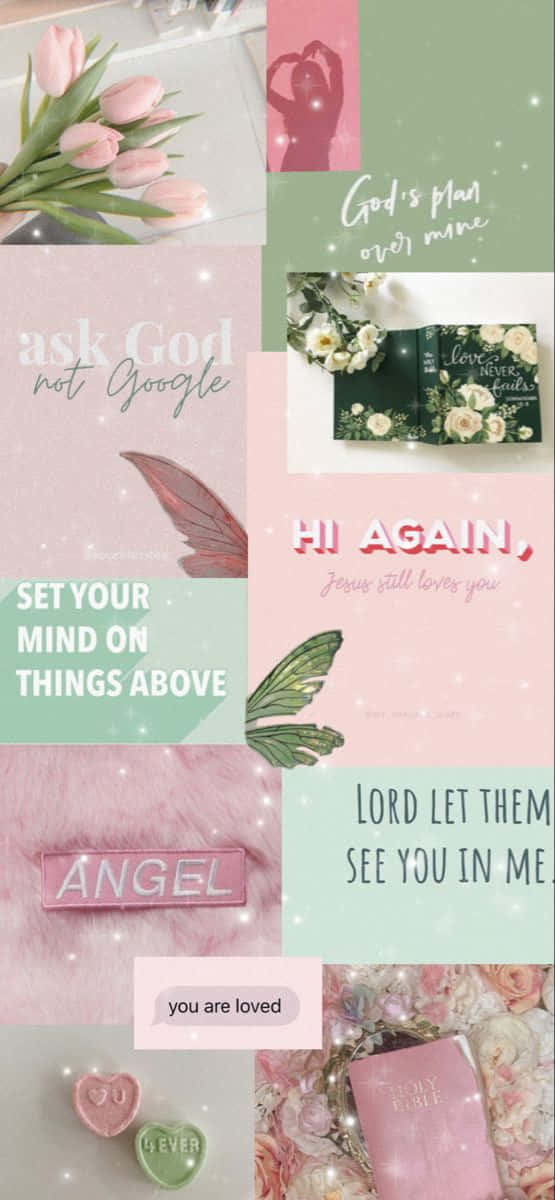 Aesthetic Collage With Girly Bible Verse Background