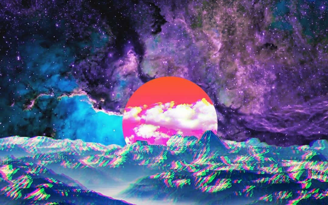 Aesthetic Computer 4k Red Moon Psychedelic Background