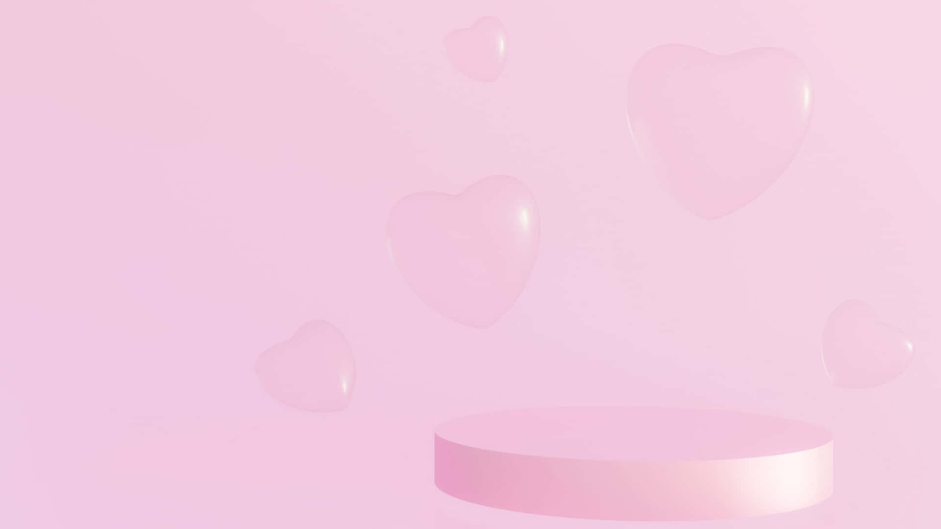 Aesthetic Computer Light Pink Platform With Hearts Background