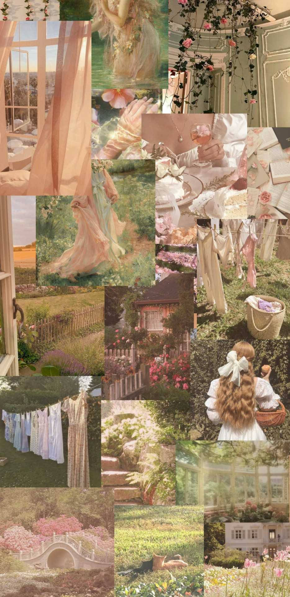 Aesthetic Cottagecore Collage Background