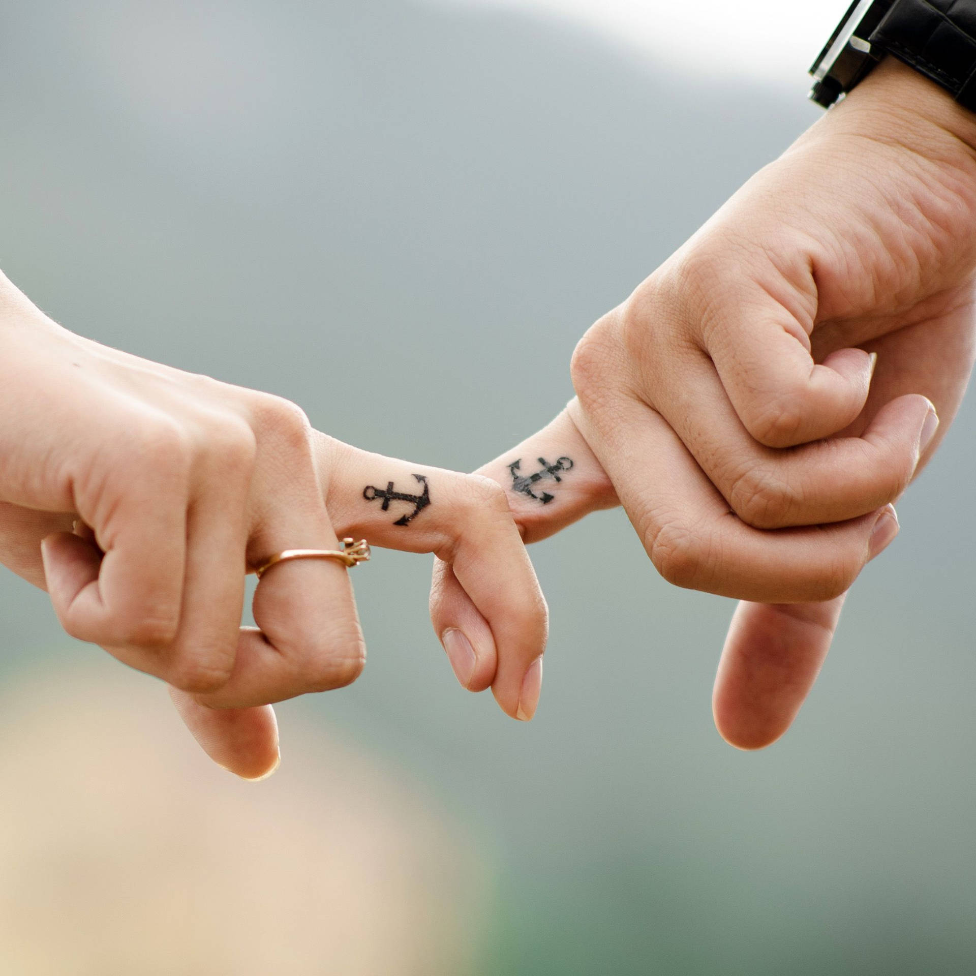 Aesthetic Couple Anchor Tattoos Background