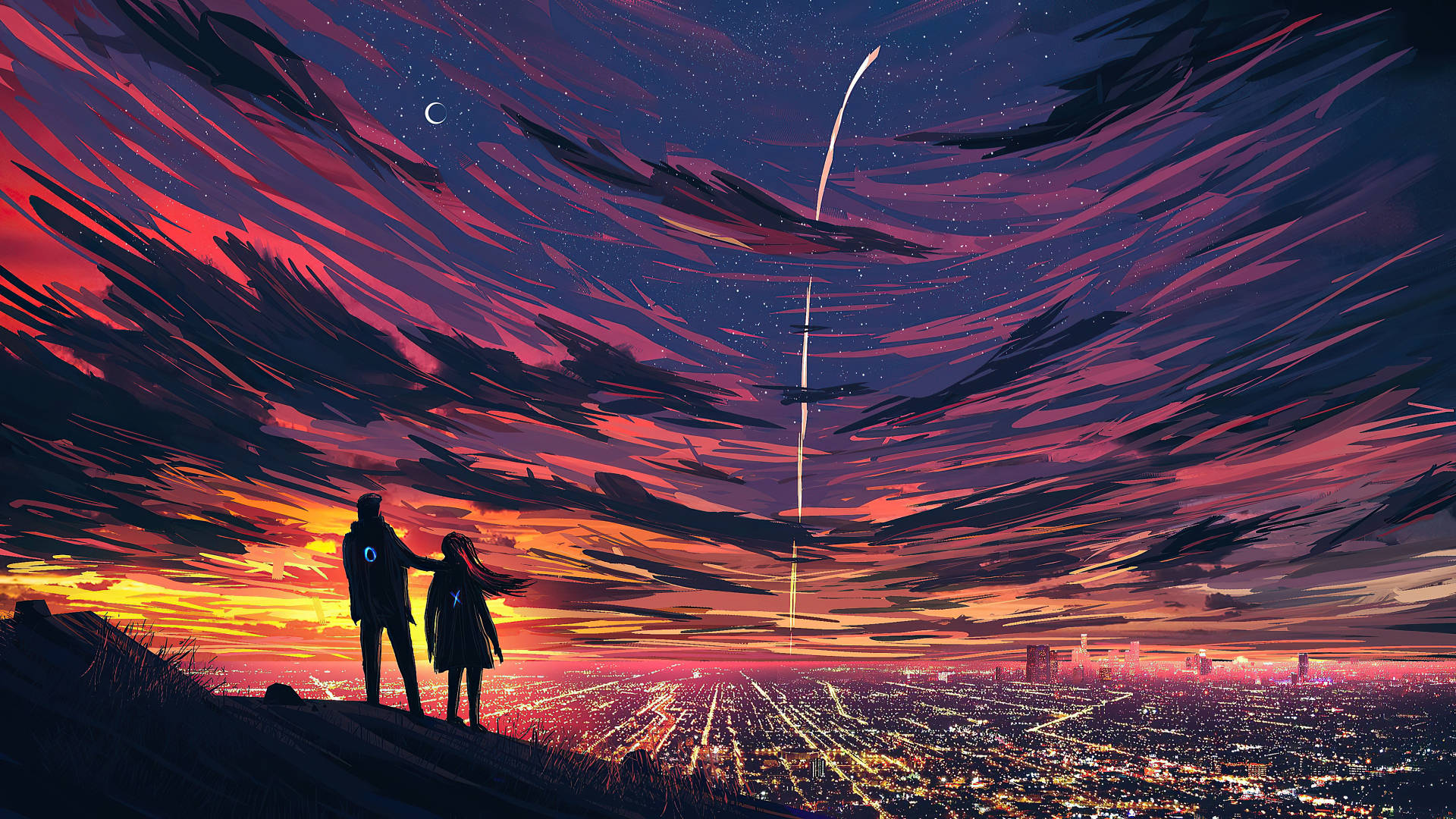Aesthetic Couple With Cityscape Background