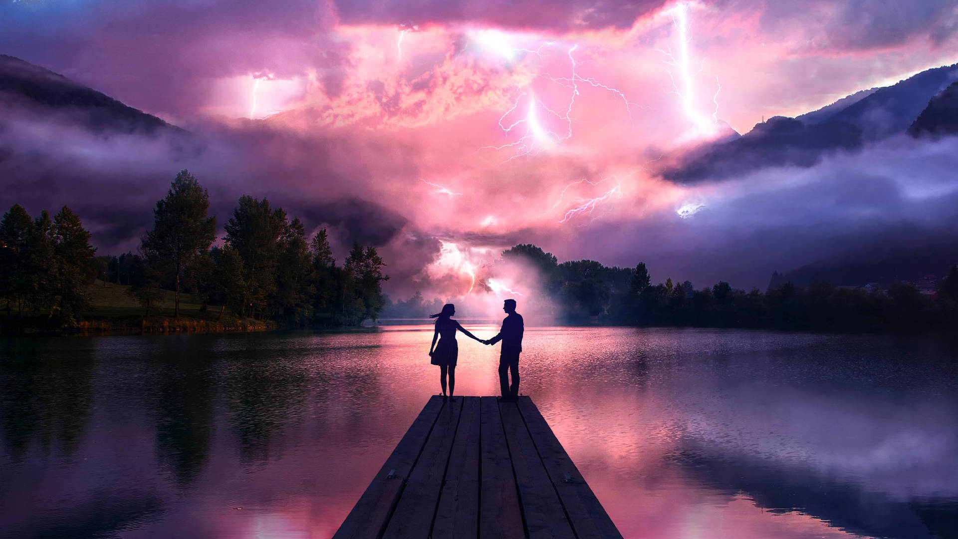Aesthetic Couple With Thunderstorm Weather