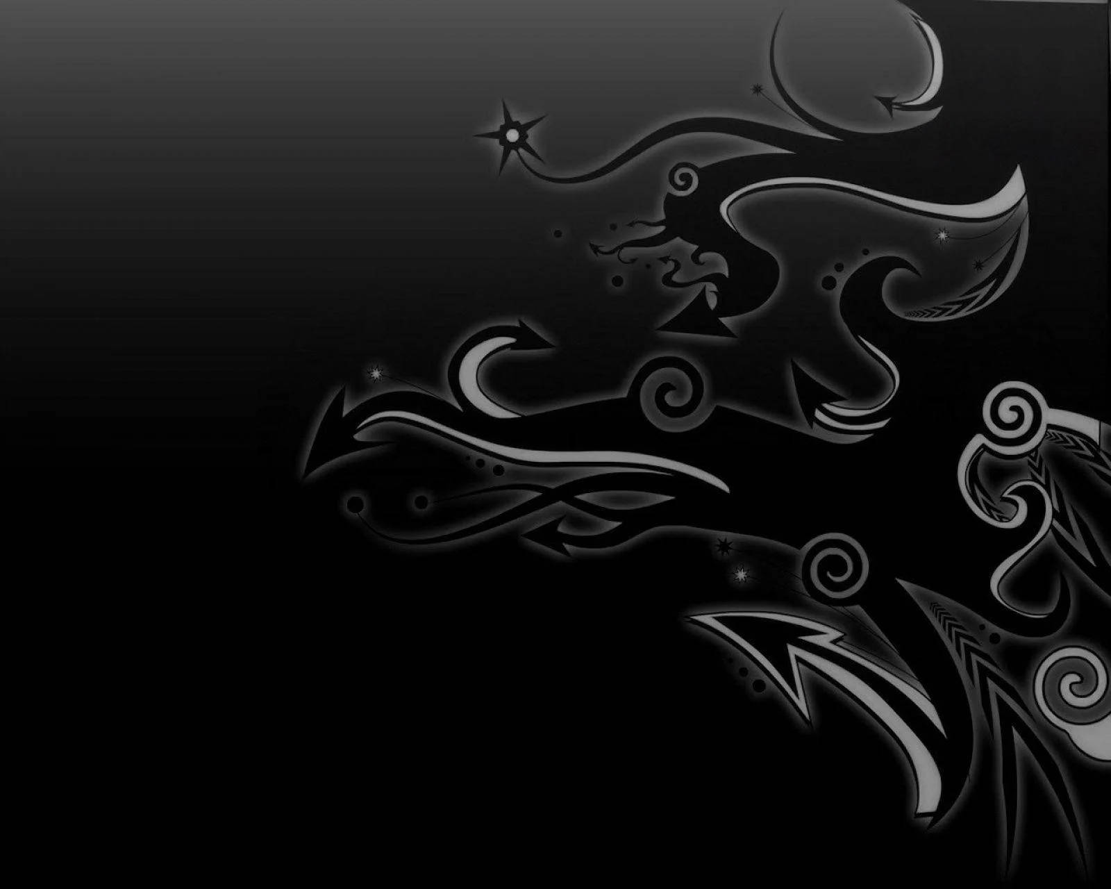 Aesthetic Curly Lines Black 3d Background