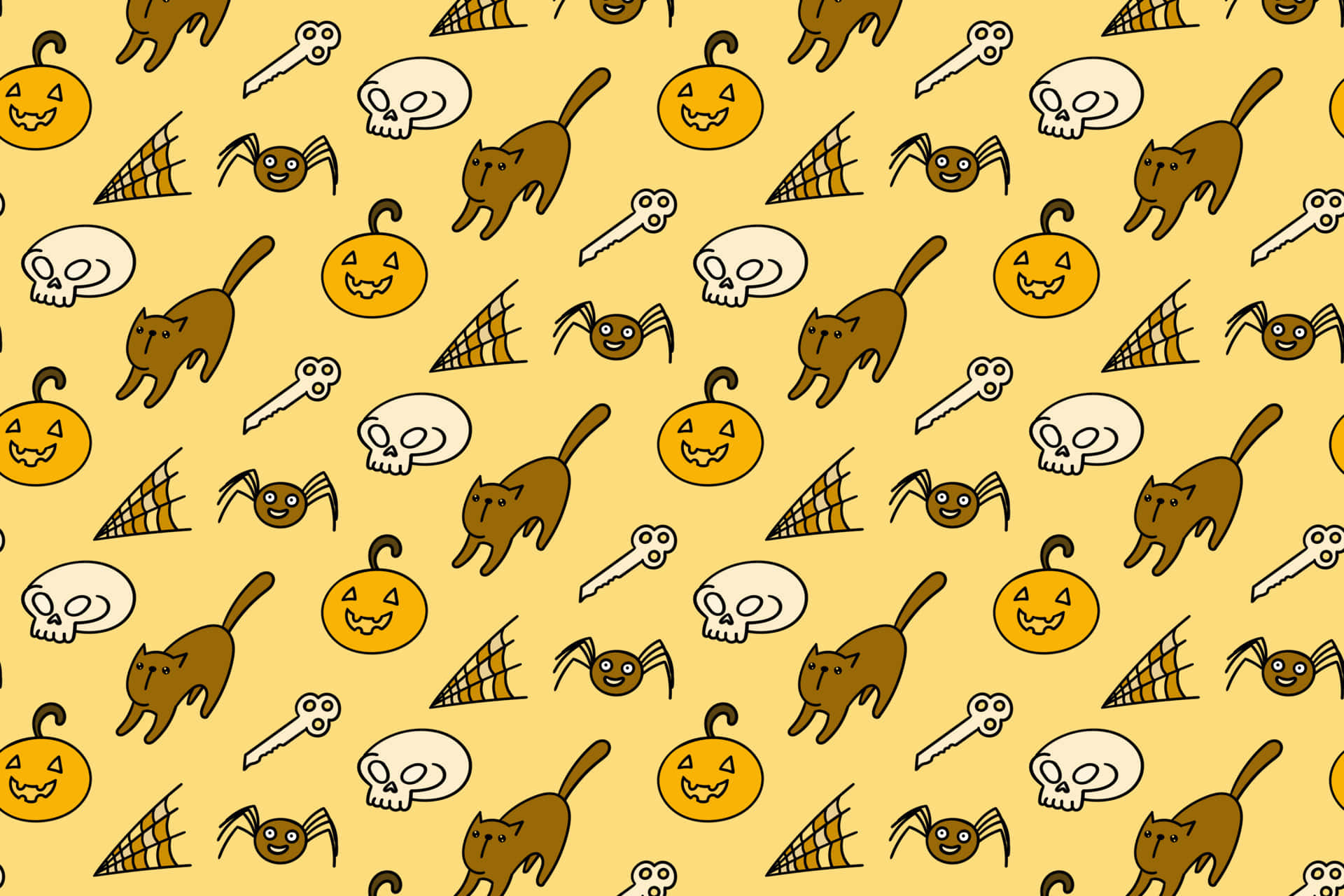 Aesthetic Cute Halloween Cartoon Pattern Background