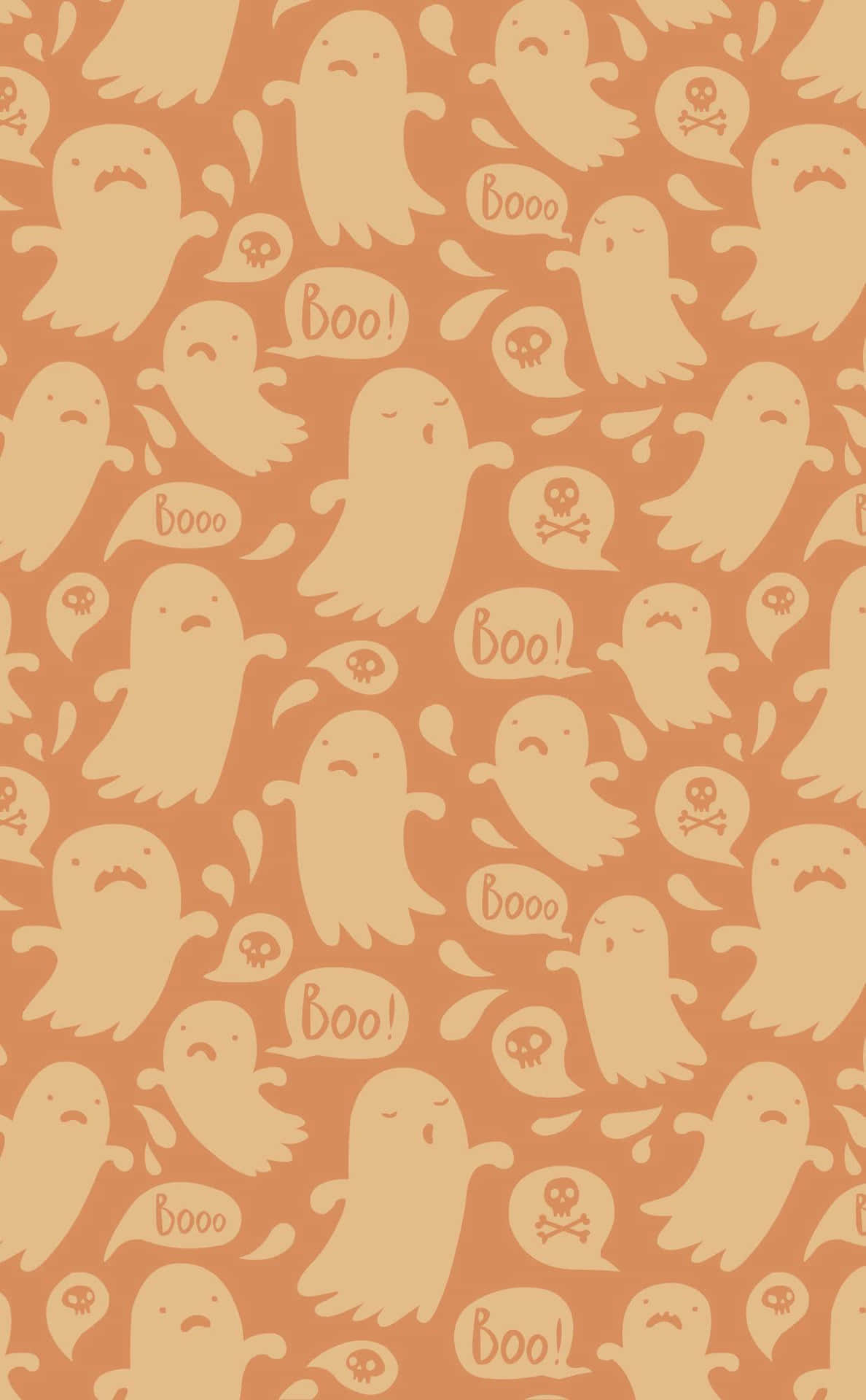 Aesthetic Cute Halloween Ghost Pattern Background