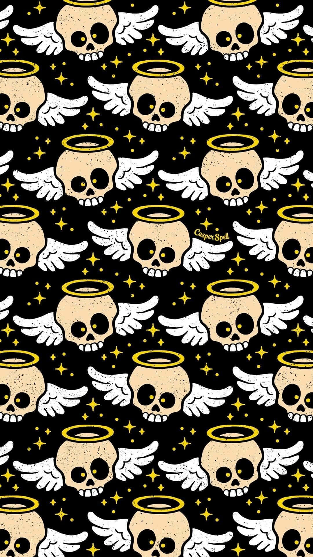 Aesthetic Cute Halloween Skull Angels Background