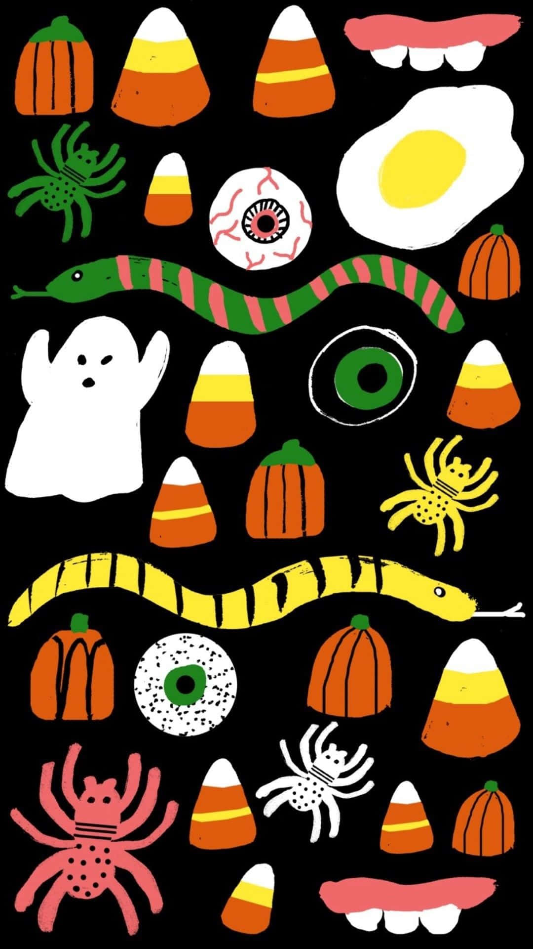 Aesthetic Cute Halloween Spooky Icons Vector Art Background