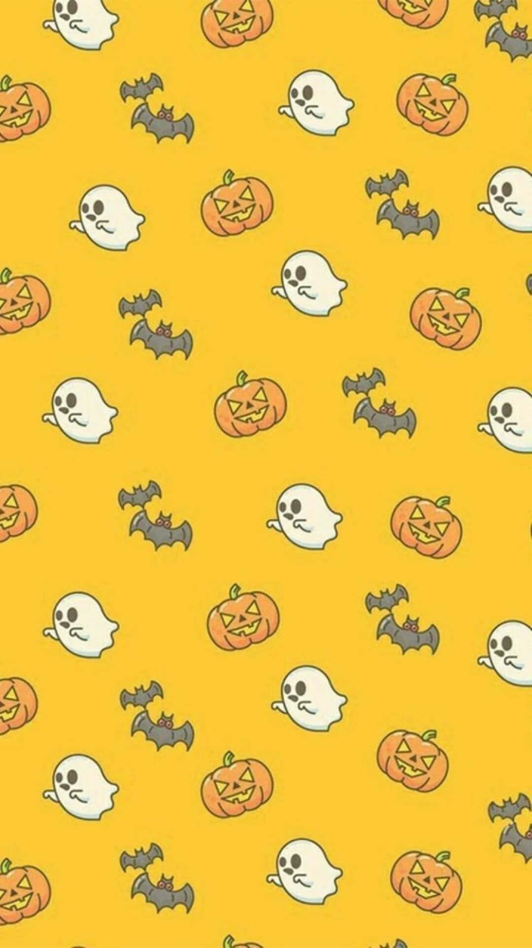 Aesthetic Cute Halloween Yellow Design Background