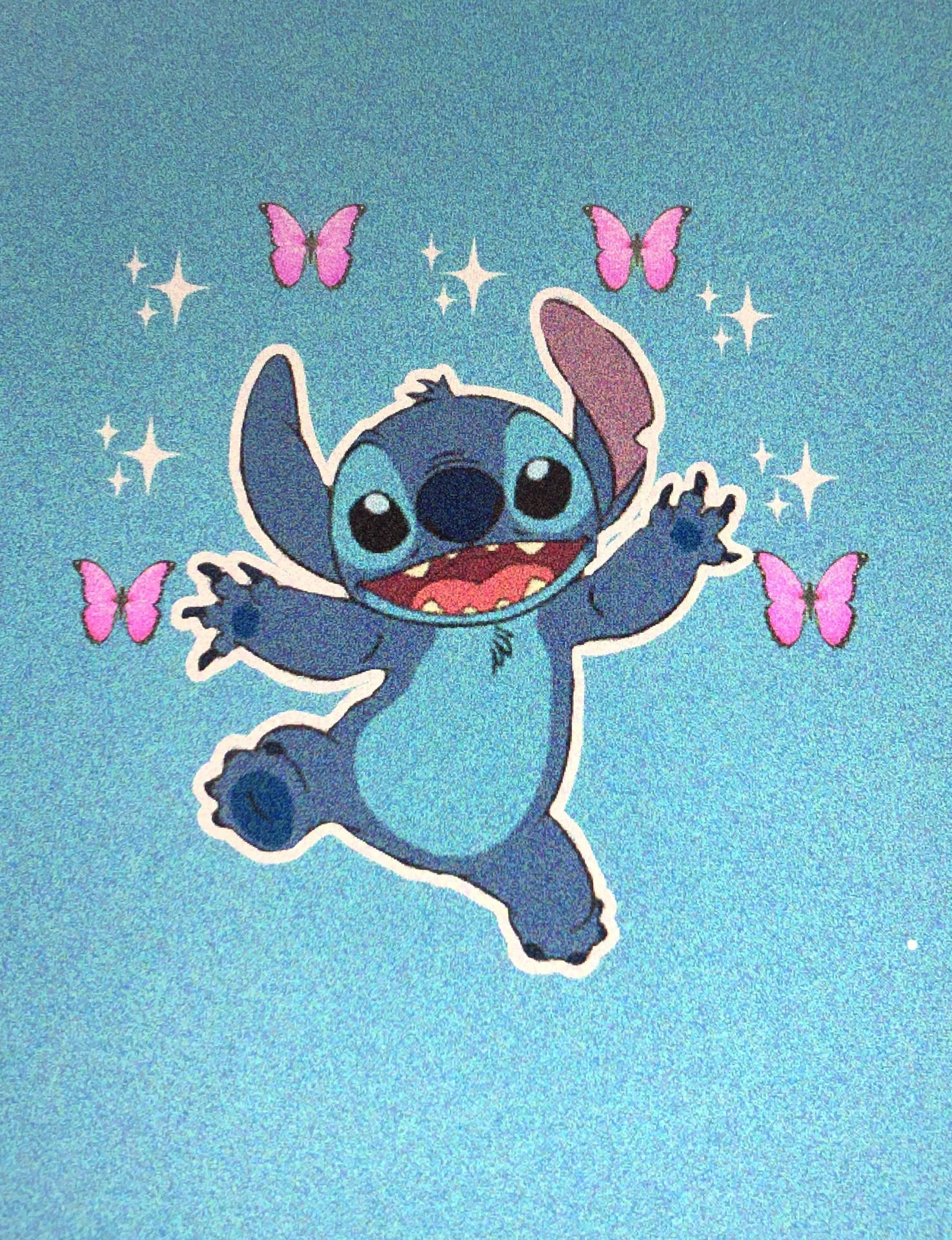 Aesthetic Cute Stitch Pink Butterflies Background