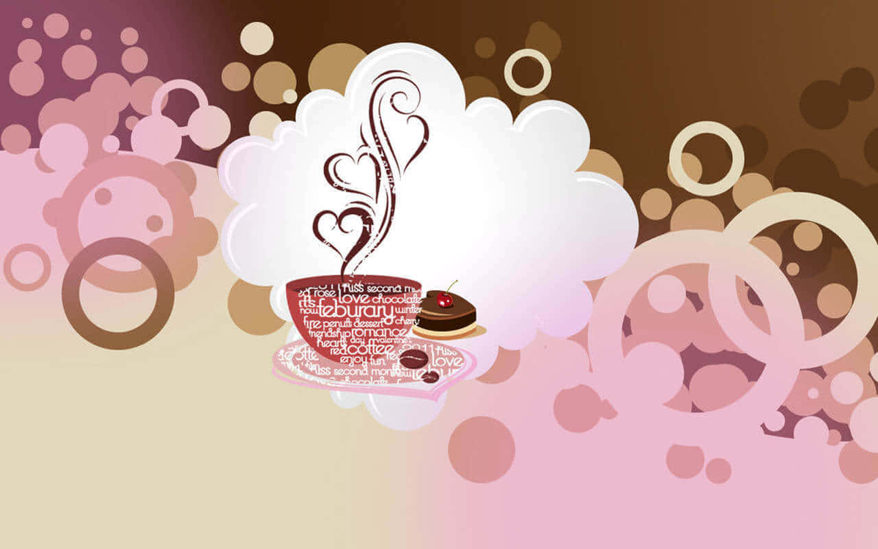 Aesthetic Cute Valentines Coffee Vector Artwork Background