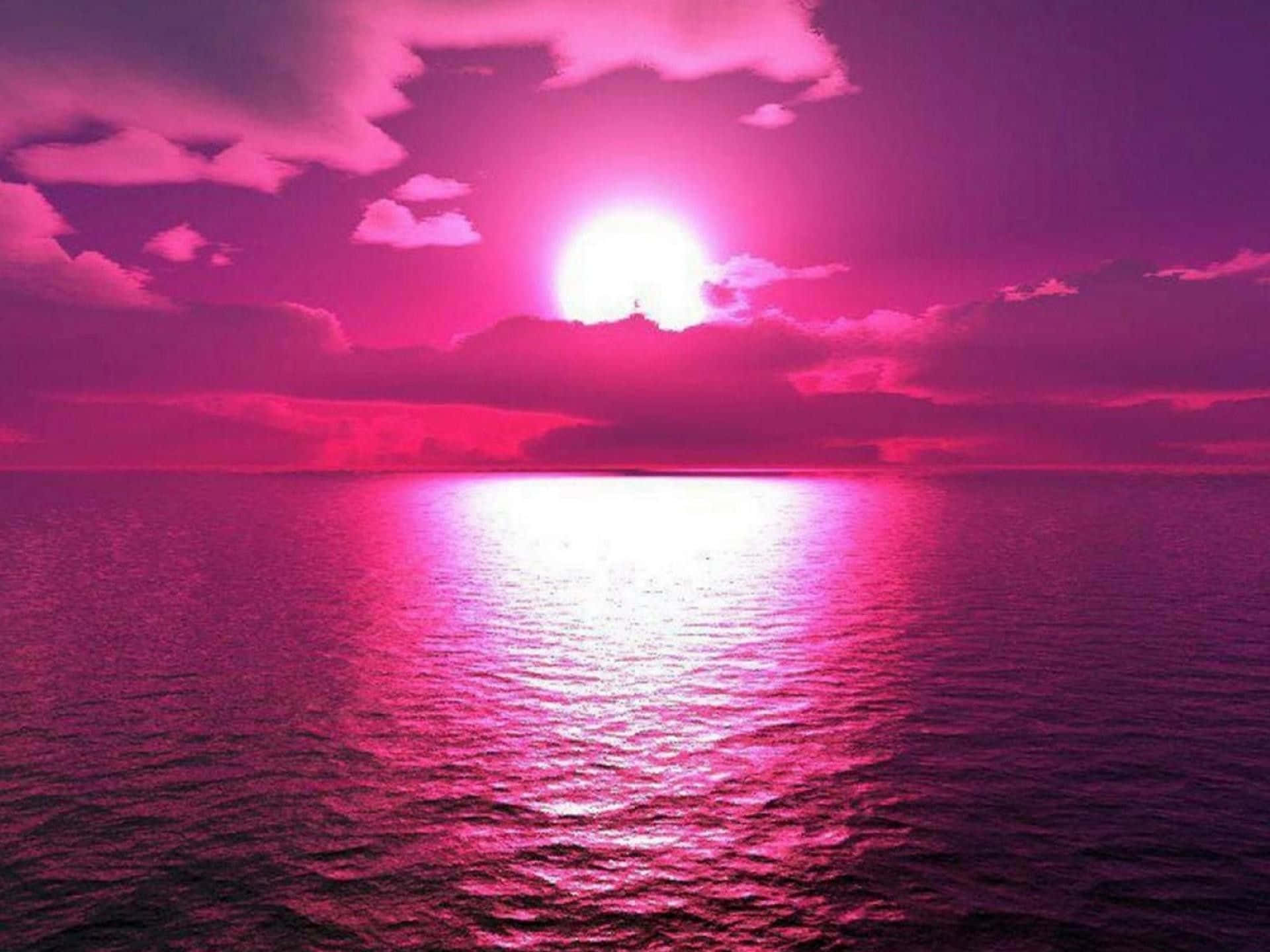 Aesthetic Dark Pink Ocean Sunset Background