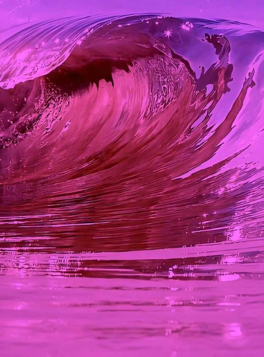 Aesthetic Dark Pink Ocean Wave Background
