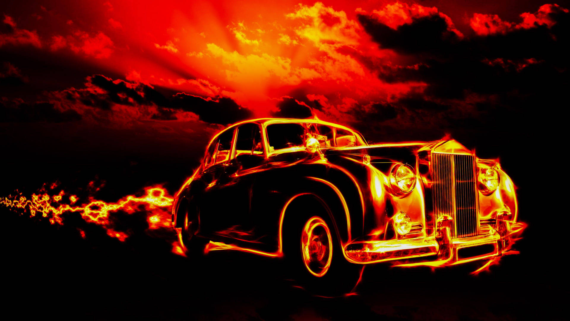 Aesthetic Desktop Fiery Rolls Royce
