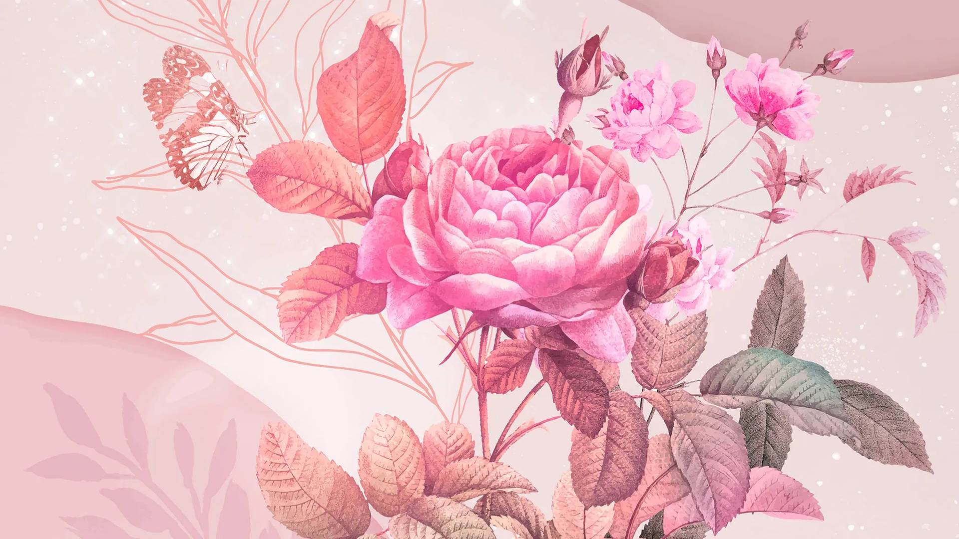 Aesthetic Desktop Rose Painting