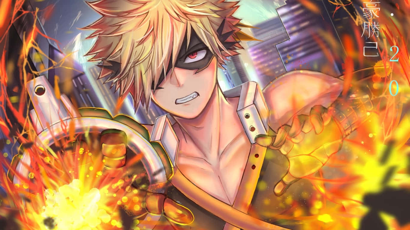 Aesthetic Desktop Wallpaper Featuring Katsuki Bakugou From My Hero Academia