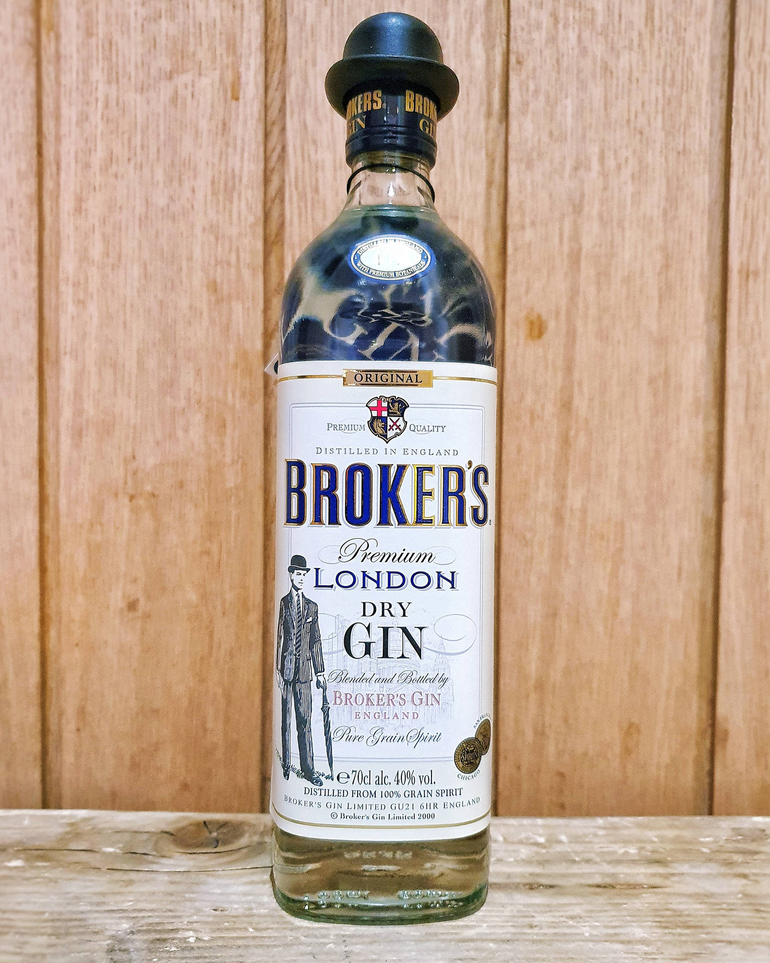 Aesthetic Display Of Brokers Premium London Dry Gin Background