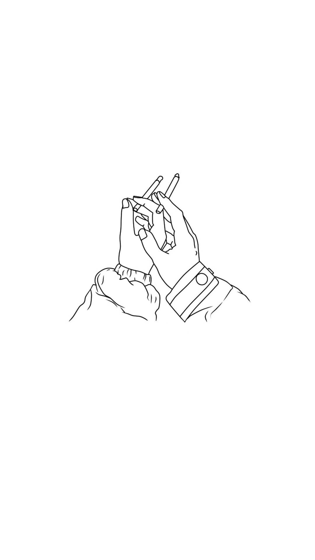 Aesthetic Drawing Of Hands With Cigarettes Background