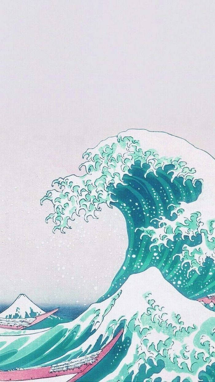 Aesthetic Drawing The Great Wave Background