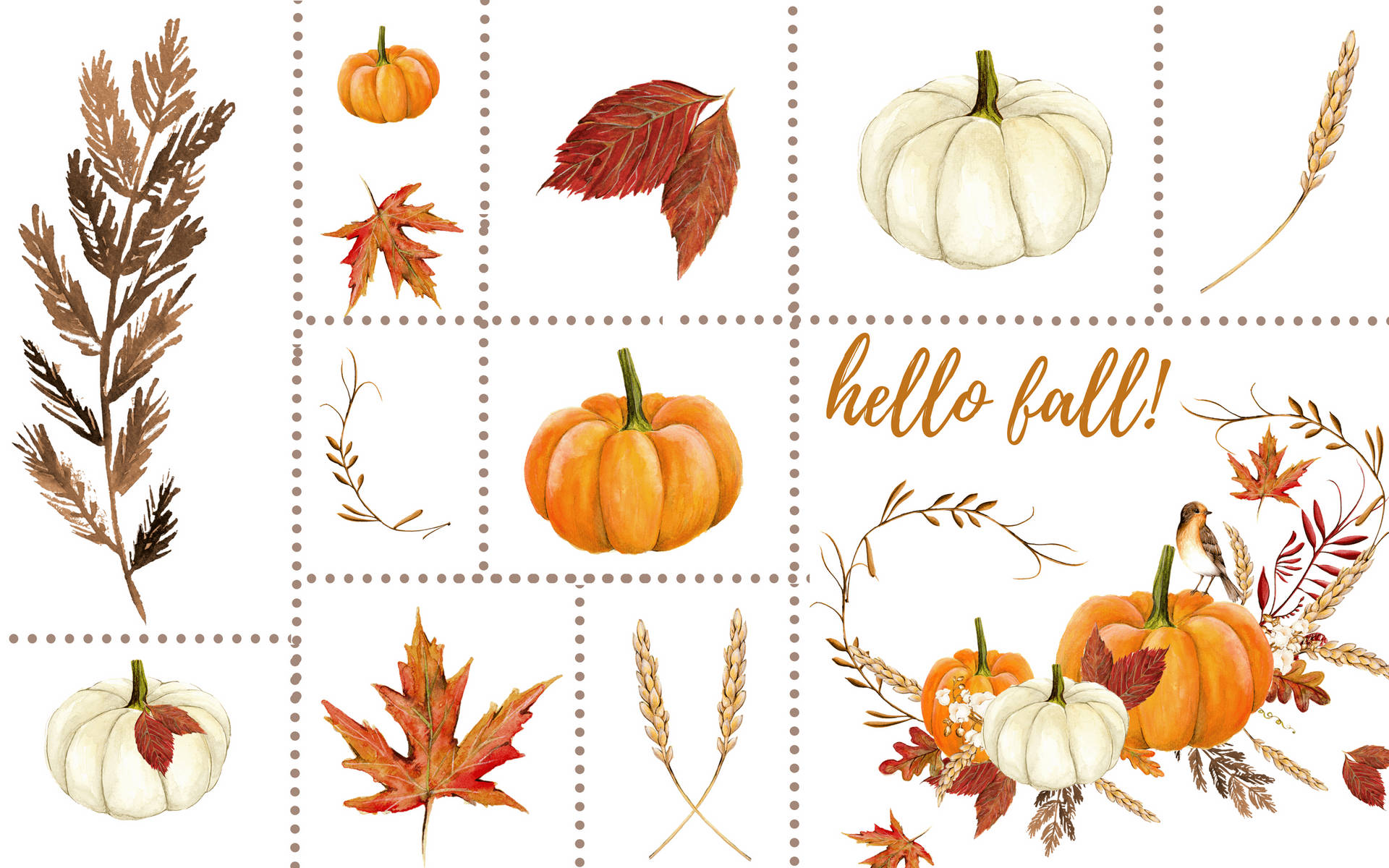 Aesthetic Fall Hello Collage Background