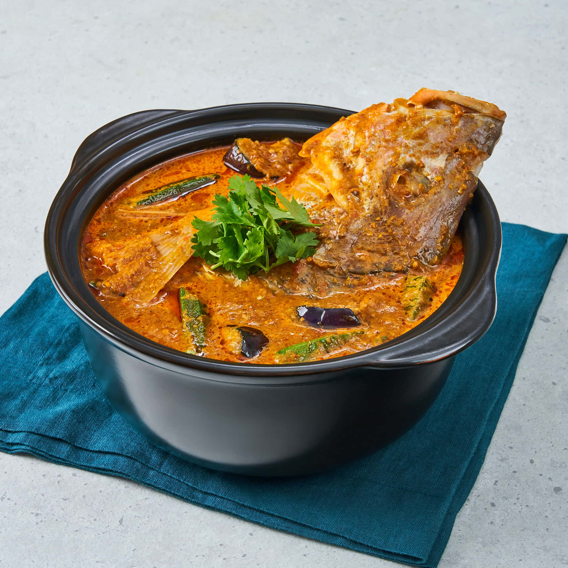 Aesthetic Fish Head Curry Singaporean Dish Background