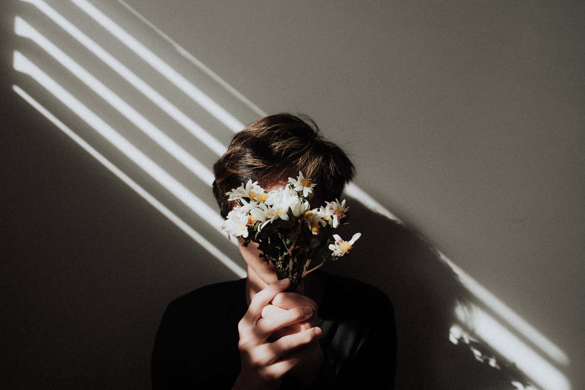 Aesthetic Flower In Dark Room Background