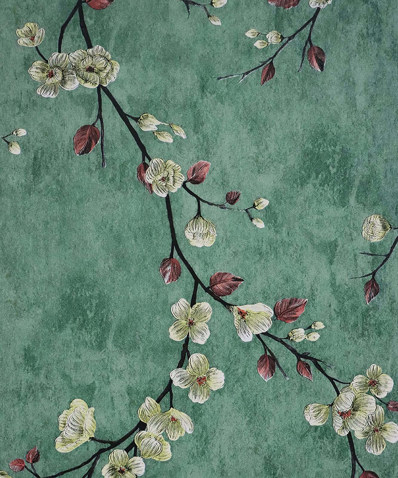 Aesthetic Flowers And Branch Painting Background