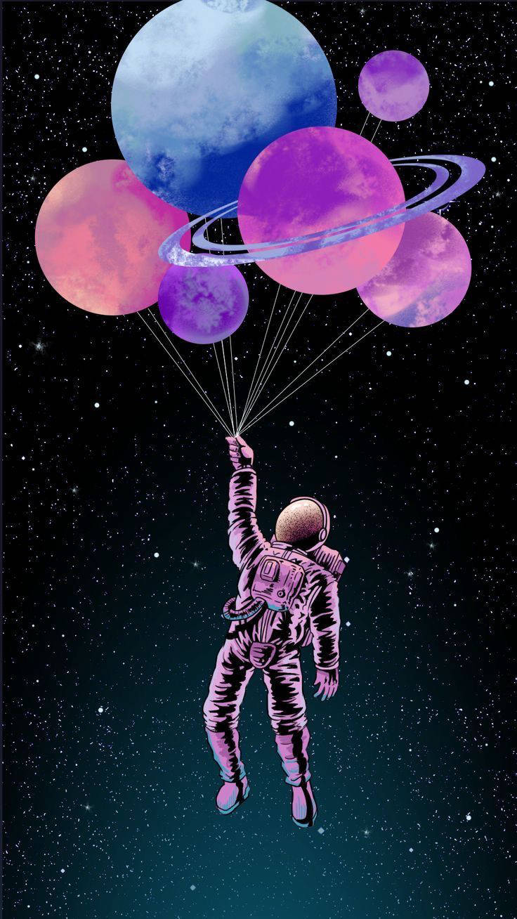 Aesthetic Flying Astronaut For Iphone