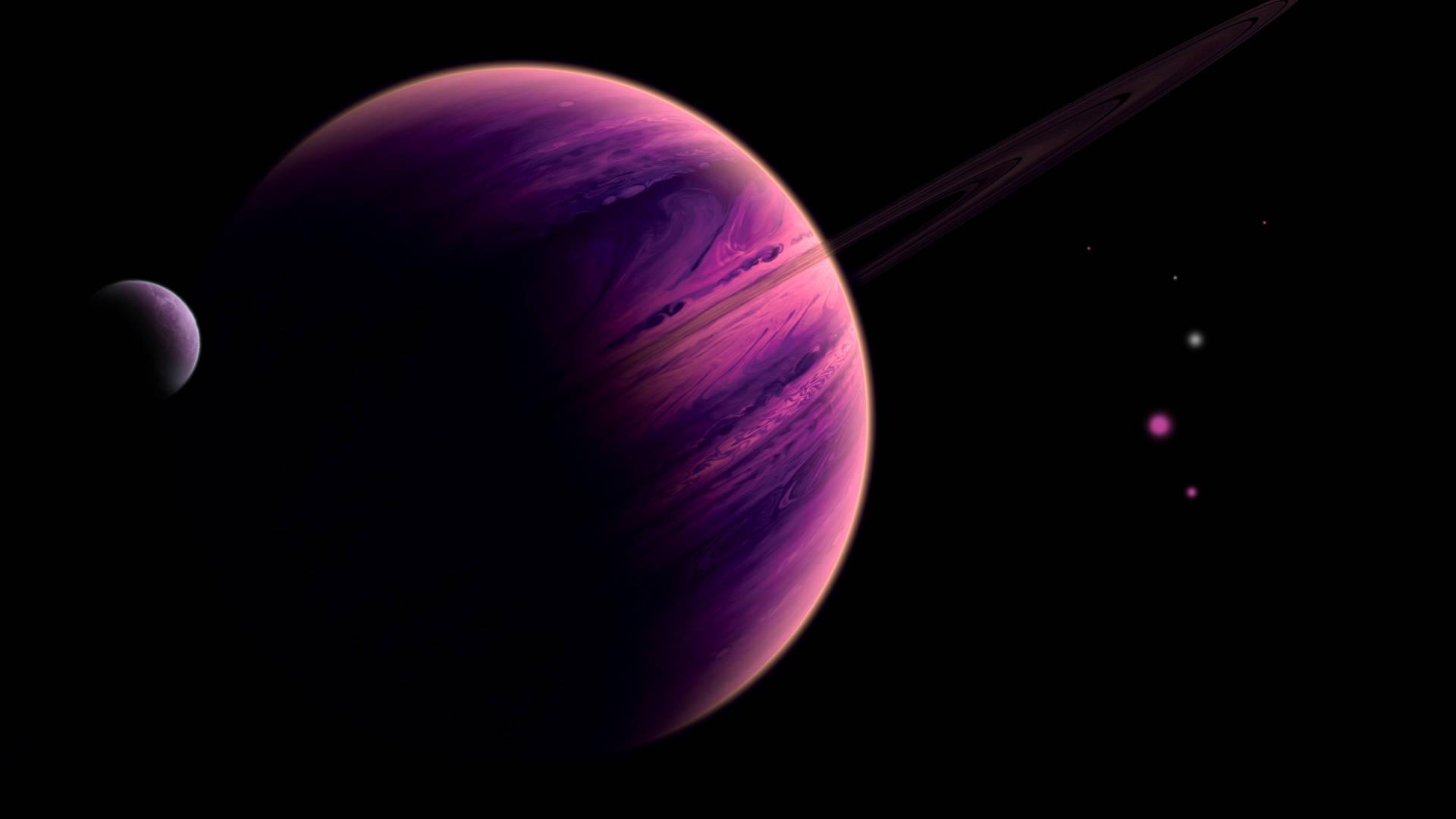 Aesthetic Galaxy Featuring Pink Saturn Background