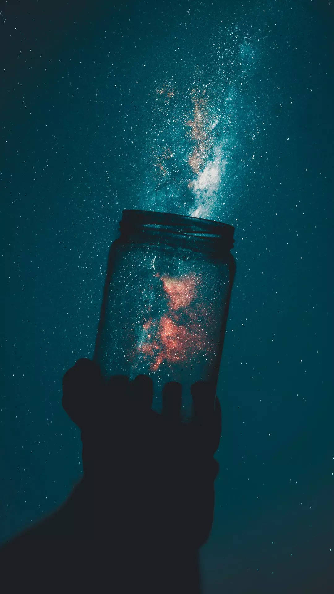 Aesthetic Galaxy Jar Dark Teal Iphone