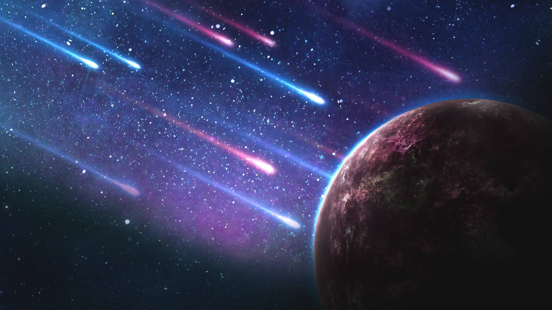 Aesthetic Galaxy Meteor Shower Background