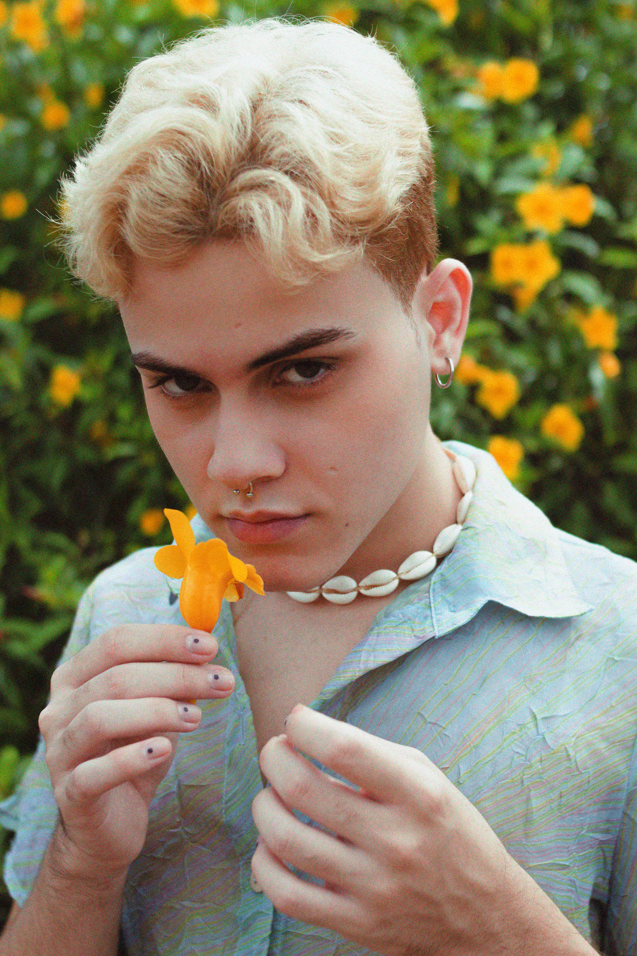 Aesthetic Gay Holding Flower Background