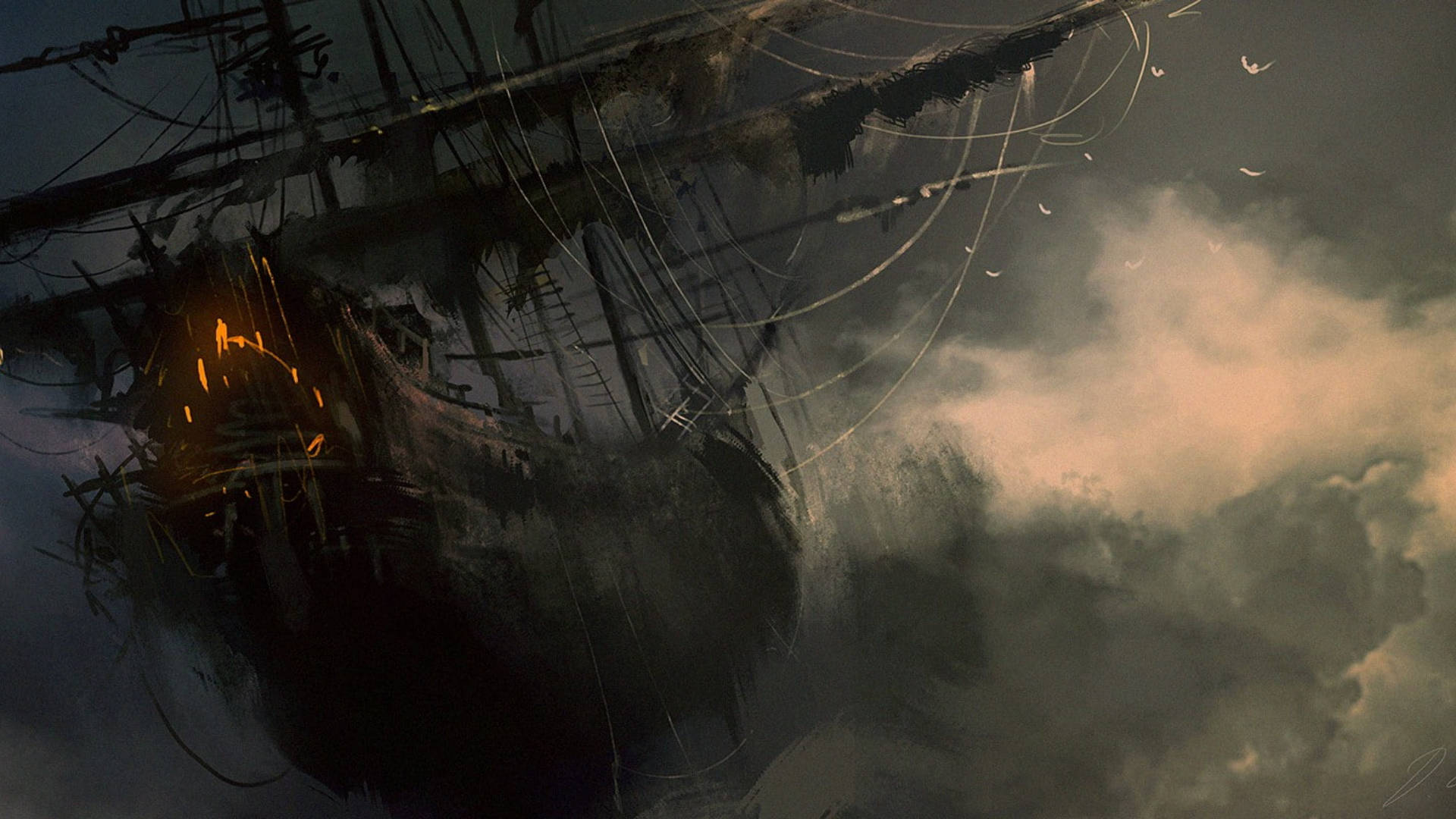 Aesthetic Ghost Ship Art Background