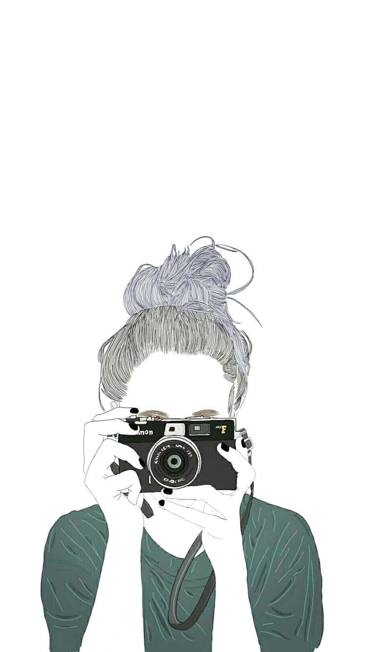 Aesthetic Girl Drawing Film Camera Background