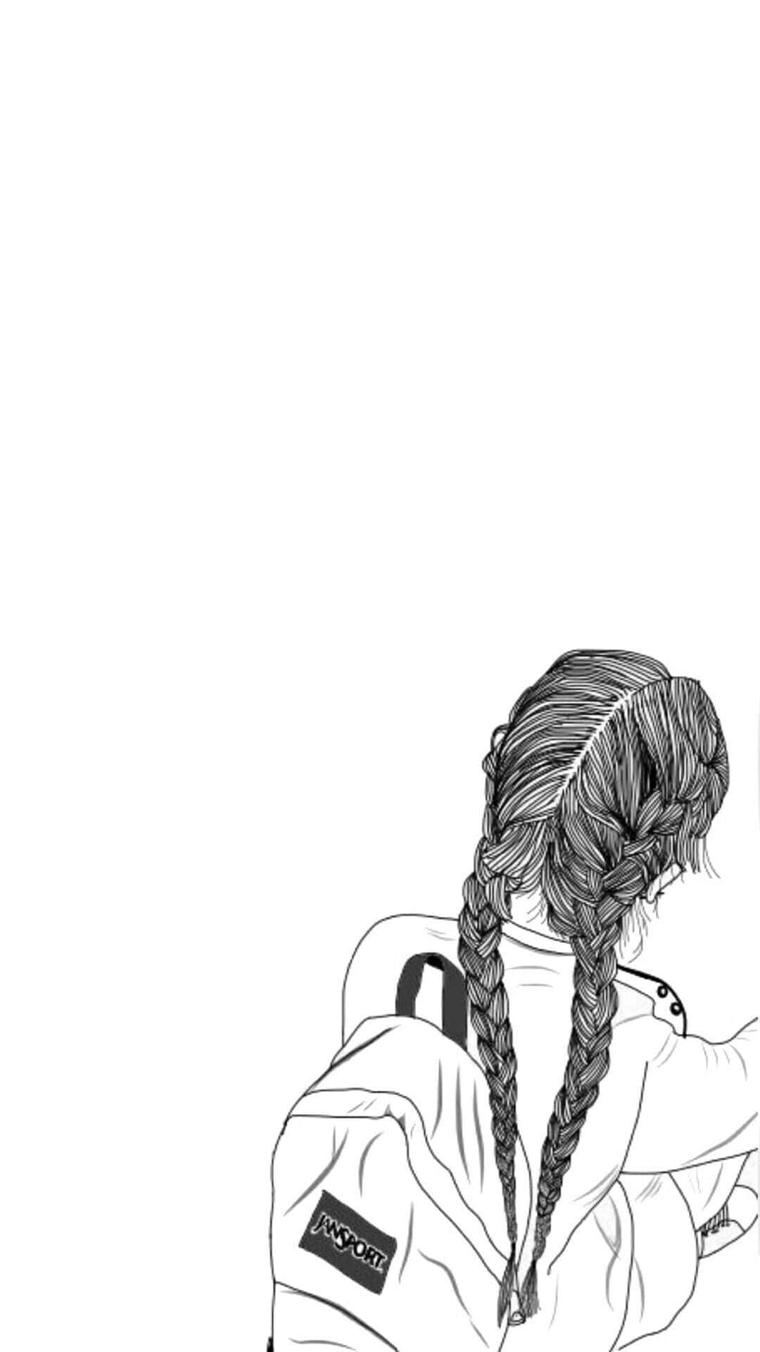 Aesthetic Girl Drawing Hair Braids Background