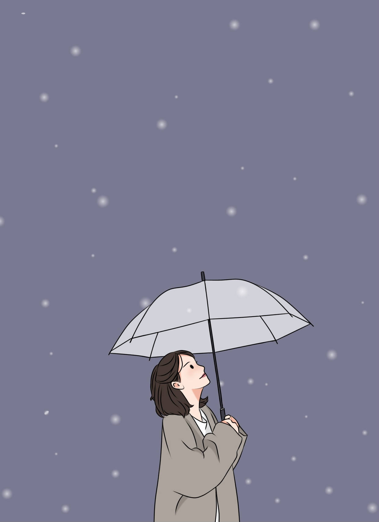 Aesthetic Girl With Umbrella Background