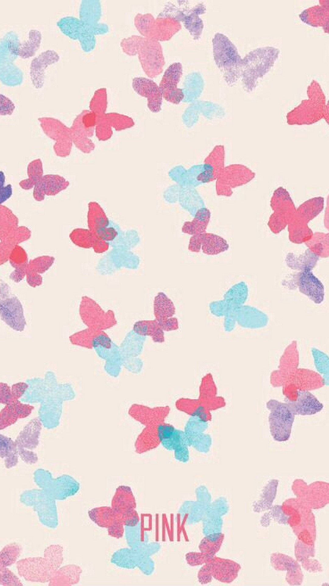 Aesthetic Girly Multicolored Butterflies Background