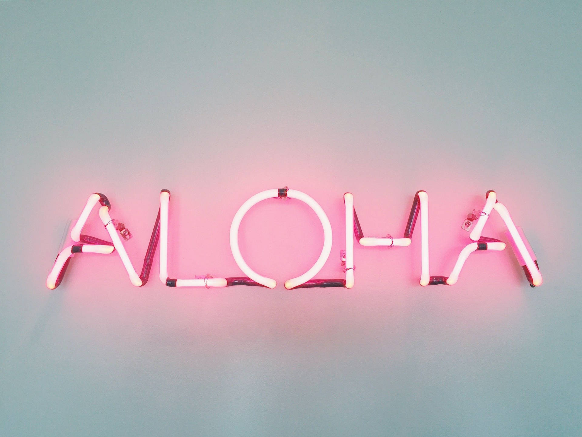 Aesthetic Girly Neon Sign Aloha Background