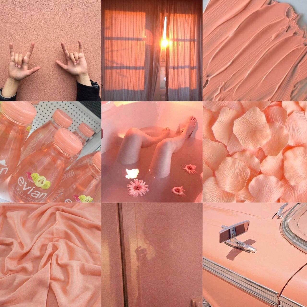 Aesthetic Girly Peach Collage Background