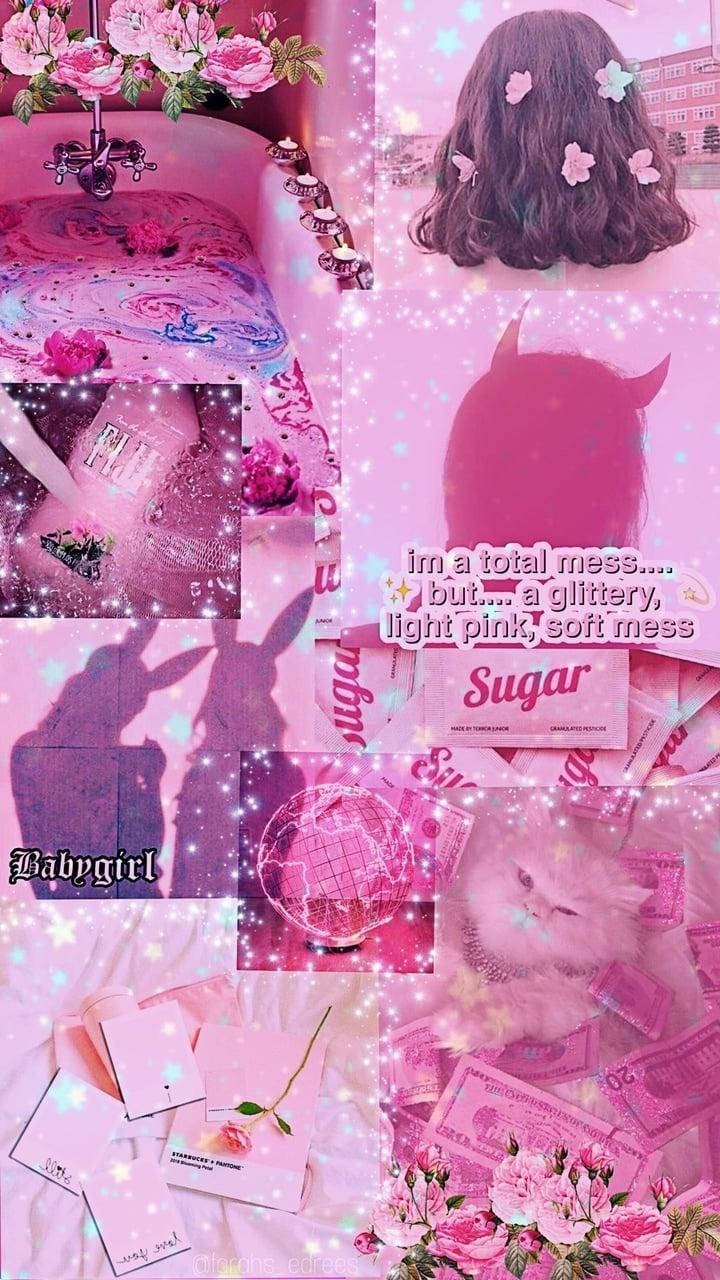 Aesthetic Girly Sparkles Mood Board Background