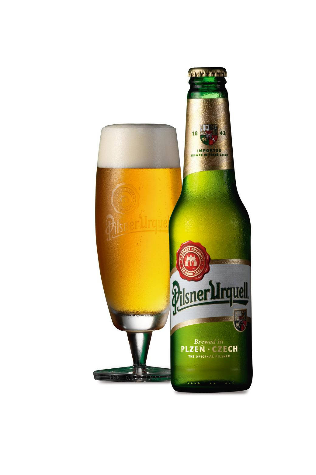 Aesthetic Glass Of Pilsner Urquell Background