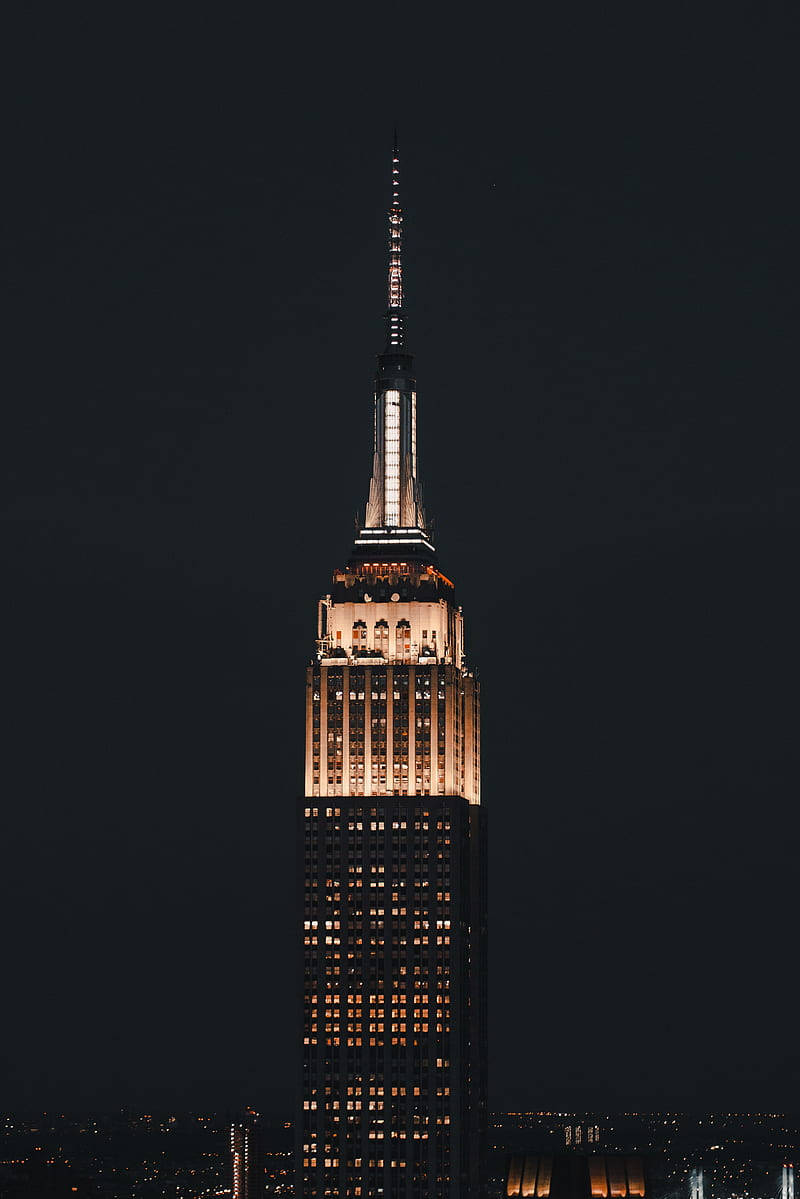 Aesthetic Glowing Empire State Building Background